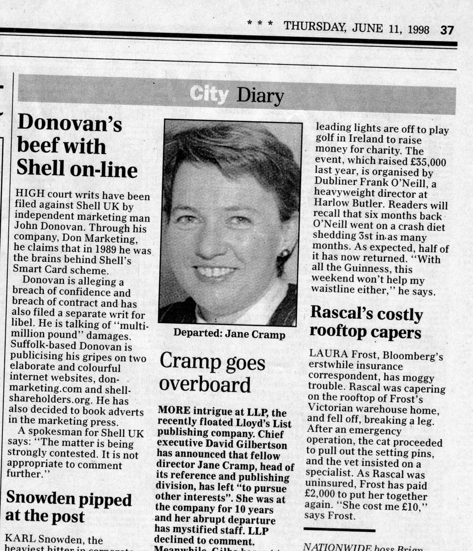 Donovan's beef with Shell on-line